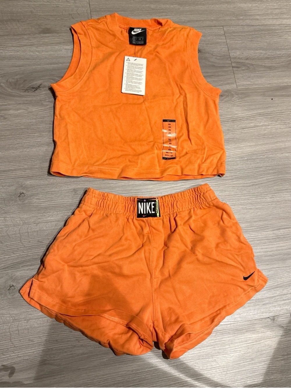 Nike Bright Orange Crop Tank and Athletic Shorts Set